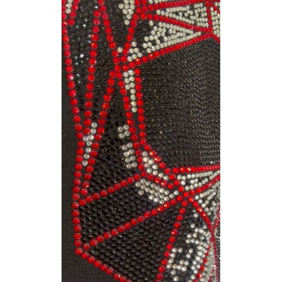 Skull Rhinestone Sweatshirt L Black Grunge Punk Rock n Roll Festive Holiday Chic - Picture 6 of 10